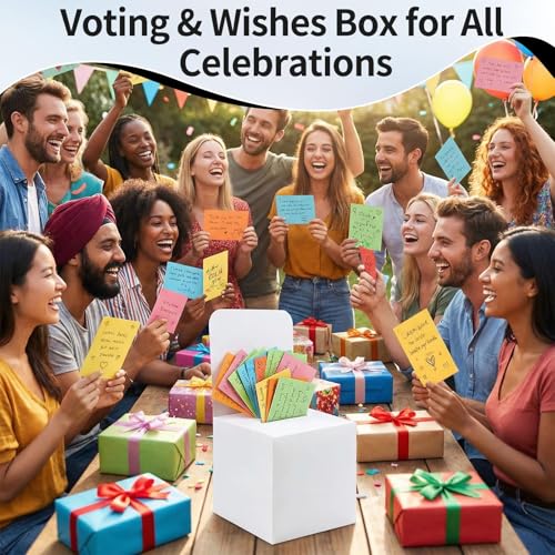50 Pack Raffle Box Ballot Box with Slot, 6 x 6 x 6 Inch White Cardboard Suggestion Box with Removable Header, for Collecting Business Card Voting Contest Fundraising Donation and Suggestion - color: White, size: 50Pack