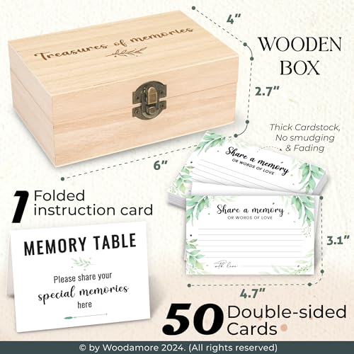 WOODAMORE Share a Memory Cards for Celebration of Life, 50 Pc with Wood Box