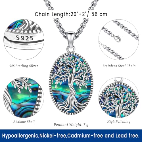 Picture Locket Necklace for Women Men Rose 14K Real Gold 925 Sterling Silver Jewelry Heart Locket Necklace that Holds Pictures Tree of Life Viking Wolf Celtic Knot St Christopher St Michael Pendant - color: I2-2-Locket-Abalone shells
