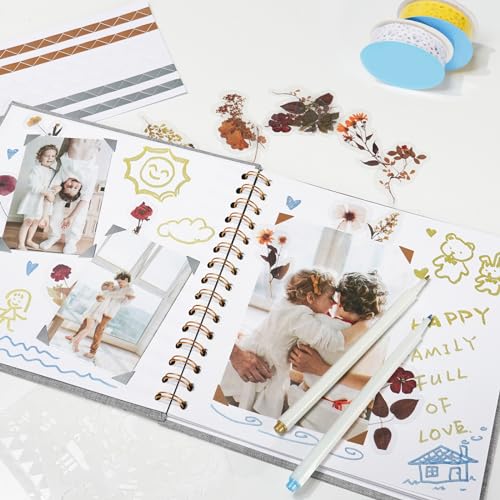 Vienrose Scrapbook 10x10 Inch Hardcover Kraft White Pages DIY Scrapbook Photo Album Linen Cover Scrap Book Photo Albums Scrapbooking Supplies Kit for Couple Family Wedding Travel - color: Beige, size: 10 Inch 20 Sheets