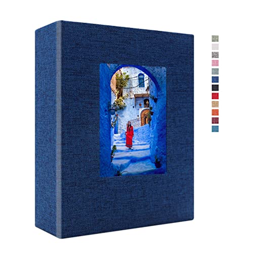 Vienrose 4x6 Photo Album,100 Pockets,Linen Cover with Window,Blue | Cover Window, Acid Free Pages, Linen Hardcover, Baby Wedding Family Photos - color: Blue, size: 100 Pocket