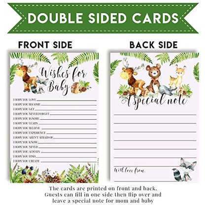 Amanda Creation Watercolor Woodland Forest Animals Baby Wishes Cards 20, 4"x6" - Great Keepsake and Fun Activity for Baby Showers - Baby Keepsakes Last Generations - Fill-In, Double-Sided Cards - style: Woodland Forest Animals