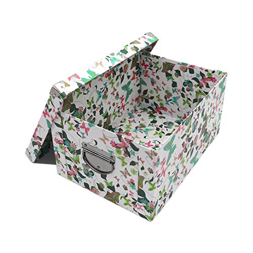 GUOZI Collapsible Storage Box, Decorative Memory Box with Lid & Metal Reinforced Corners, Cardboard File Bin with Handles, Organizer Gift Box for Keepsake Toy Photos Office Nursery Wardrobe Bookshelf - color: Butterfly