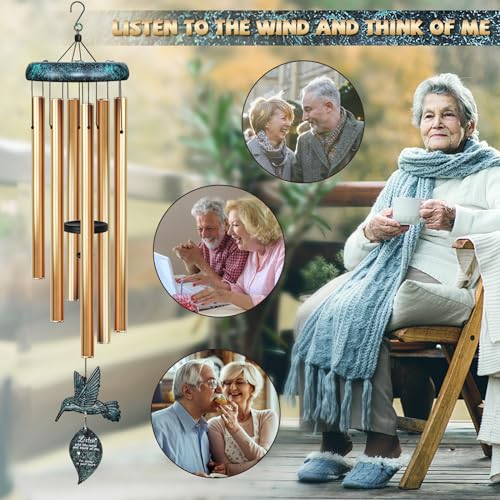 Sympathy Wind Chimes for Outside Deep Tone, Memorial for Loss of Loved One Prime, Bereavement Condolence Remembrance Funeral Gifts for Grieving Friends Loss of Mother Father - size: F-Green Hummingbird