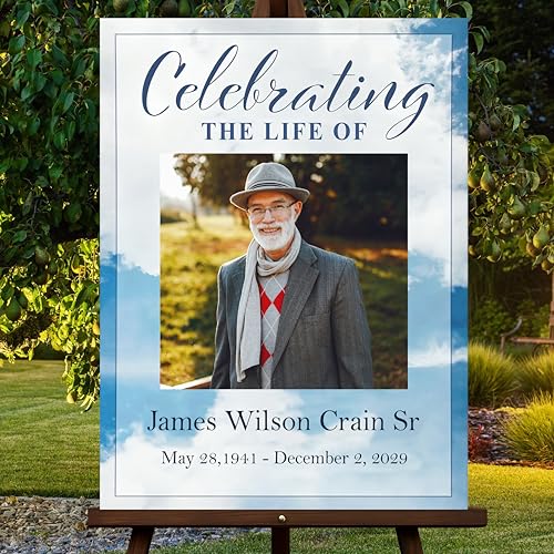 Custom Funeral Welcome Sign with Photo, Memorial Yard Sign, Celebration of Life Welcome Board, Personalized Remembrance Sign for Funeral Service - CCTC11 - color: Background #11
