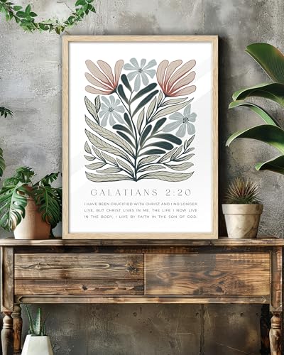 EcoHest 12x16 in Galatians 2:20 Abstract Floral Framed Christian Wall Art - color: Framed Galatians, size: 16"L x 12"W
