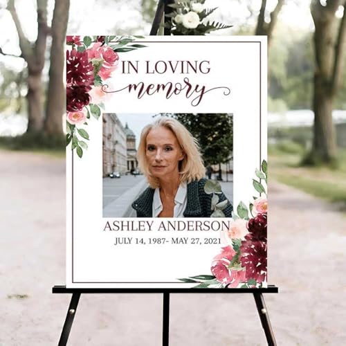 Red Roses Funeral Welcome Sign, Celebration of Life Welcome Sign, in Loving Memory Sign, Celebration of Life Funeral Sign, Celebration of Life Sign, Memorial Sign with Photo #uoq12 - color: Version #18