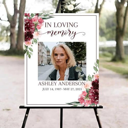 Red Roses Funeral Welcome Sign, Celebration of Life Welcome Sign, in Loving Memory Sign, Celebration of Life Funeral Sign, Celebration of Life Sign, Memorial Sign with Photo #uoq12 - color: Version #18