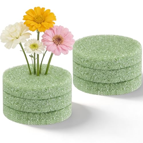 Chunful 6 Pack Cemetery Vase Floral Foam Inserts 1.25 x 5.8 Inch Round Green Floral Foam for Artificial Flowers Dry Foams for Grave Vase Headstone Flower Arrangement - style: Round