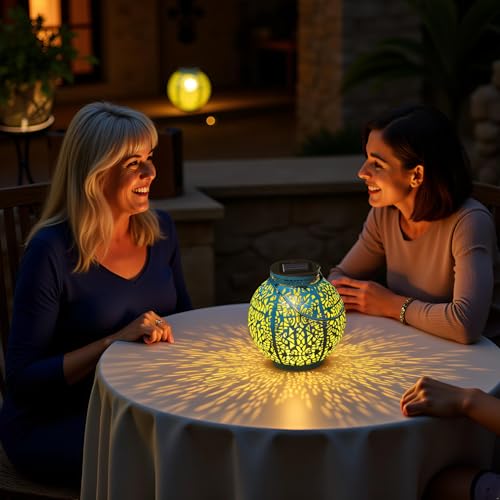 TAKE ME 2 Packs Solar Lanterns Outdoor Lights Waterproof Garden Lanterns for Patio,Outside Mothers Day Gifts Mom Wife Grandma Birthday Gifts [Set of 2] - color: Blue