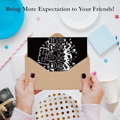Pixel Birthday Party Invitations for Boys Video Game Cards 20 Envelopes - color: Black & White Mining