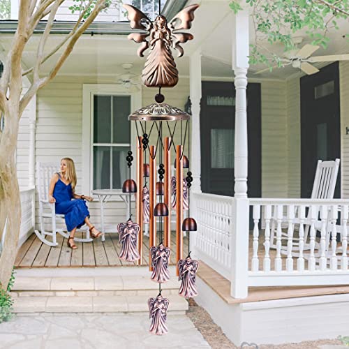 JUNQIU Angel Wind Chimes for Outside, Religious Wind Chimes, Angel Gifts