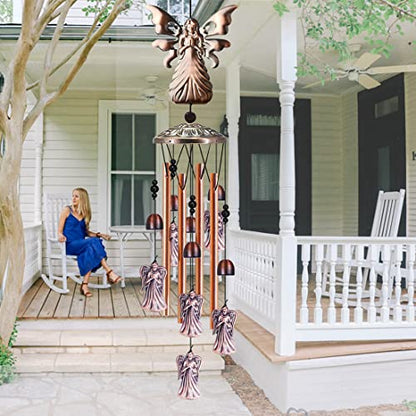 JUNQIU Angel Wind Chimes for Outside, Religious Wind Chimes, Angel Gifts
