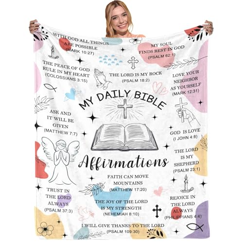 Christian Gifts for Women, Religious Blanket Gifts, Bible Verse Blanket for Women, Soft Flannel Throw Blankets 60"x50" - color: My Daily Bible Affirmation