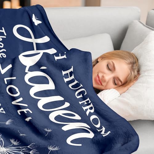 Ships Next Day, Memorial Sympathy Gifts for Loss of Mom Dad Grandma Grandpa - Printed in USA, Hugs from Heaven Flannel Blanket, in Memory of Gifts, Condolence Bereavement Remembrance Gifts, 80''x60'' - size: 80"L x 60"W