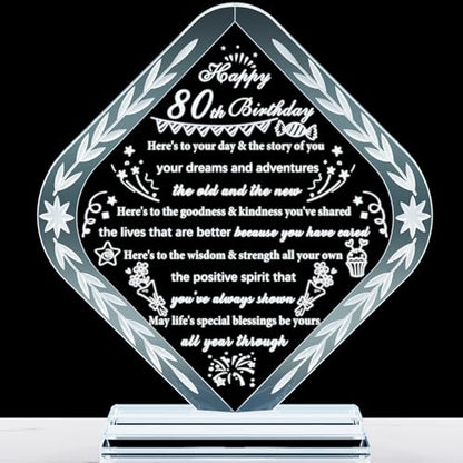 YWHL 80th Birthday Gifts for Women Men Crystal Gift for 80 Year Old Happy 80th Birthday Presents Ideas for Mom Grandma Wife - style: 80th Birthday Gifts