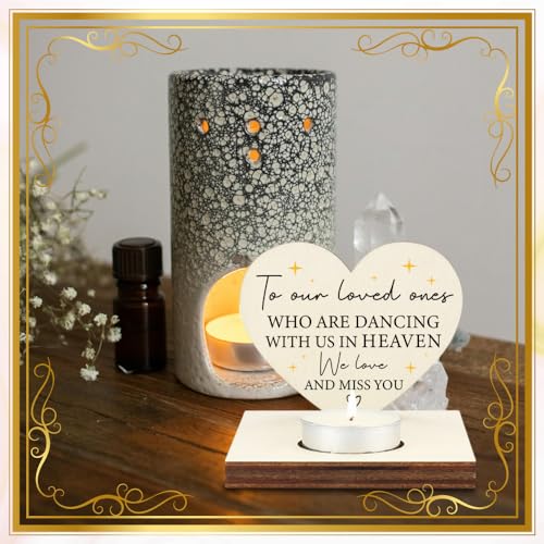 Memorial Tealight Candle Holder with “Dancing in Heaven” Heart Verse, Remembrance Plaque, Sympathy Bereavement Gift for Loved Ones,LMM2 - color: Dancing in Heaven