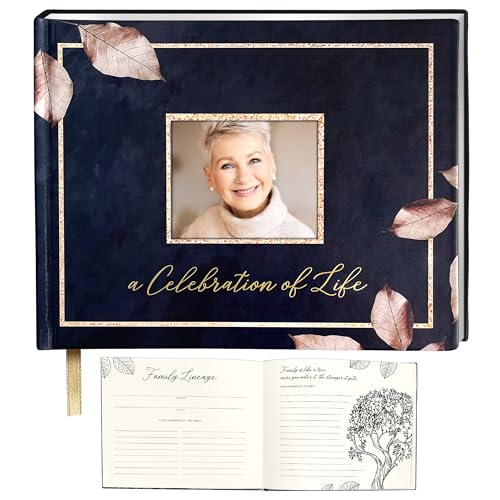 Funeral Guest Book Semi-Leather Hard Cover (Pu Leather), Beautiful Design Guest Book for Funeral, Funeral Guest Book for Memorial Service, Memorial Service Guest Book