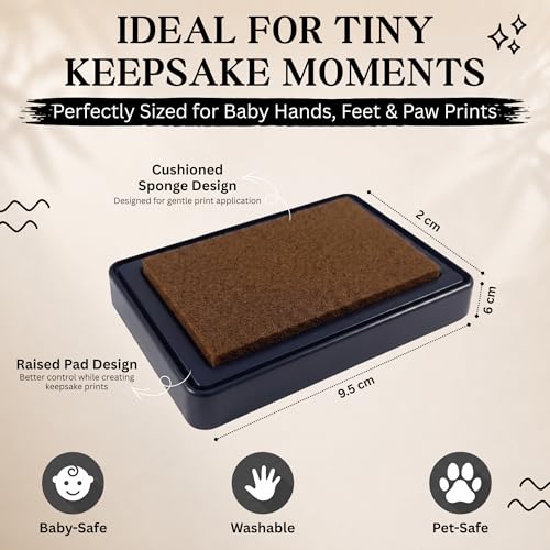 ReignDrop Baby Ink Pad for Hand and Footprints, Non-Toxic Acid-Free Keepsake Kit, Smudge-Proof Archival Ink Wipes Off Skin, for Scrapbook, Photo Album, Frames & Pet Paws, Baby Gift (Brown) - color: Brown
