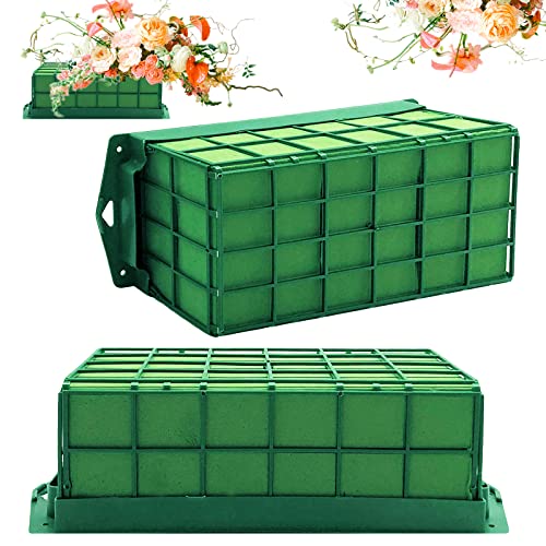 2 Pieces Floral Foam Cage, Flower Arrangements Supplies With Rectangle Holder, Bricks for Fresh Flower Wedding Holiday Decorations - size: 2 Pcs