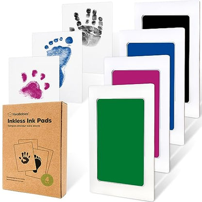 4pk Inkless Baby Hand and Footprint Kit, Mess Free Ink Pads (Holidays, R) | Newborn Keepsake, Dog Nose, Paw Print Kit, Clean Touch Ink Pads, Baby Handprints Footprints Kit, New Mom Gifts - color: Holidays, size: 4-Pack, Regular 2.3" x 3.7"