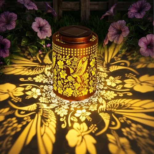 ZKLiLi Solar Lanterns Outdoor Waterproof Hummingbird Garden Decor Gifts for Women Mom Grandma Hanging Solar Lights Metal Solar Decoration Outside for Yard, Patio, Backyard, Porch - style: Hummingbird