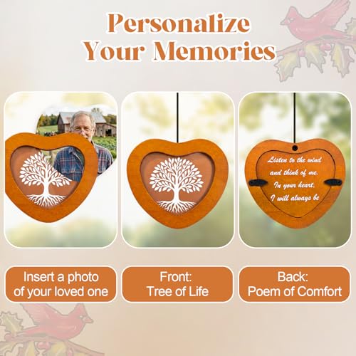 36 Inch Memorial Wind Chimes for Loss of Loved One, Cardinal Wind Chimes for Outside Personalized Sympathy Gifts for Loss of Mother, Father, Brother, Sister