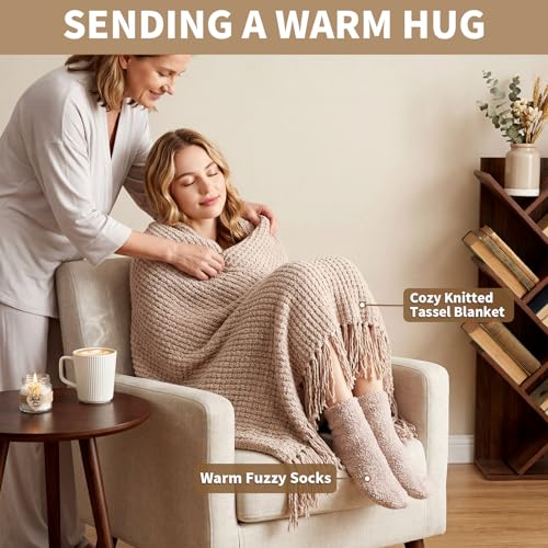 Get Well Soon Gifts Baskets for Women, Thinking of You Gift Comfort Gifts with Healing Crystals Tree, Sympathy Gift Feel Better After Surgery Recovery Wellness Hug in a Box for Her Mom Friends, Brown - color: Brown