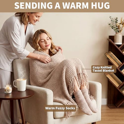 Get Well Soon Gifts Baskets for Women, Thinking of You Gift Comfort Gifts with Healing Crystals Tree, Sympathy Gift Feel Better After Surgery Recovery Wellness Hug in a Box for Her Mom Friends, Brown - color: Brown