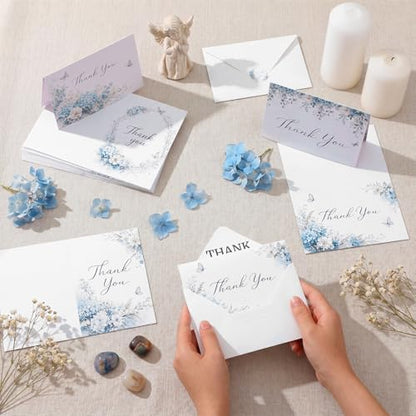 Fumete 50 Set Funeral Thank You Cards, Blue Butterfly - style: Blue Butterfly