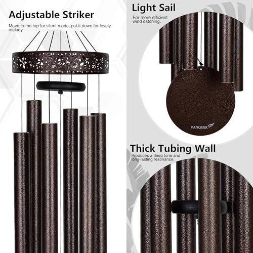 Extra Large Wind Chimes for Outside Deep Tone - 58'' Outdoor Clearance, Deep Tone Wind Chimes, Memorial Wind Chime, Sympathy Gift, Patio Yard, Home Décor, Bronze (58" Bronze) - size: 58" Bronze