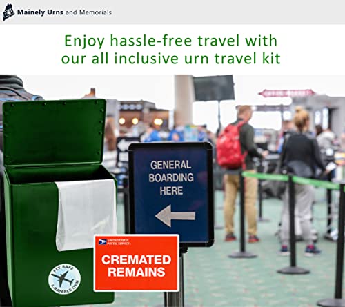 CarrySafe TSA-Approved Travel Urn Kit – Guaranteed Fly-Safe Temporary Cremation Urn for Human Ashes – Personalized, Airline Friendly, 200 Cu in, Green Plastic with Travel Box - color: Green