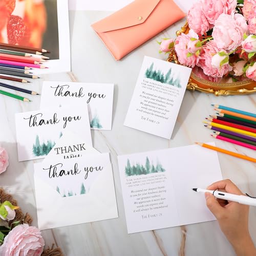 Fumete 50 Set Funeral Thank You Cards, Tree - style: Tree