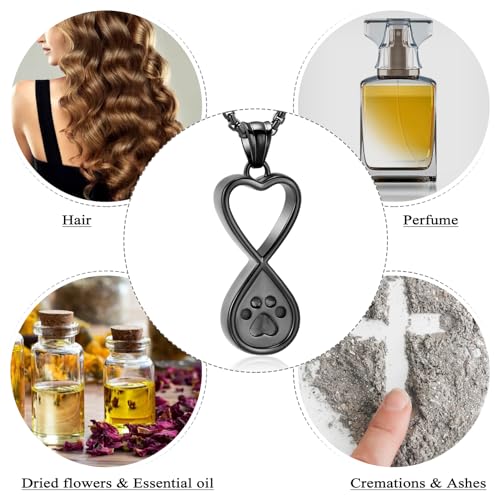 Oinsi Infinity Love Pet Cremation Jewelry for Ashes of Dog/Cat Funeral Keepsake Urn Necklace Pendant Memorial Jewellery - color: A-New Black