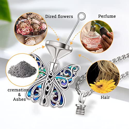 Urn Necklace for Ashes for Women/Men 925 Sterling Silver Cremation Jewelry w/Funnel Filler Memorial Jewelry Gifts - color: B-Butterfly 2, style: Non - Customized