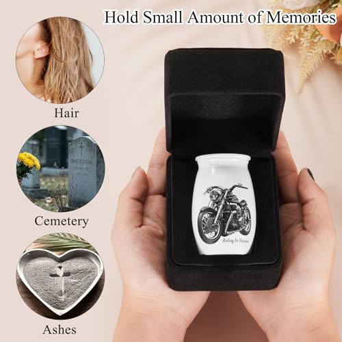 SOITIS Small Urns for Human Ashes Keepsake-Aluminum 2.76 Inch Mini Urn with Gift Box, Memorial Motorcycle Urns for Human Ashes, Sharing Cremation Urns for Human Ashes