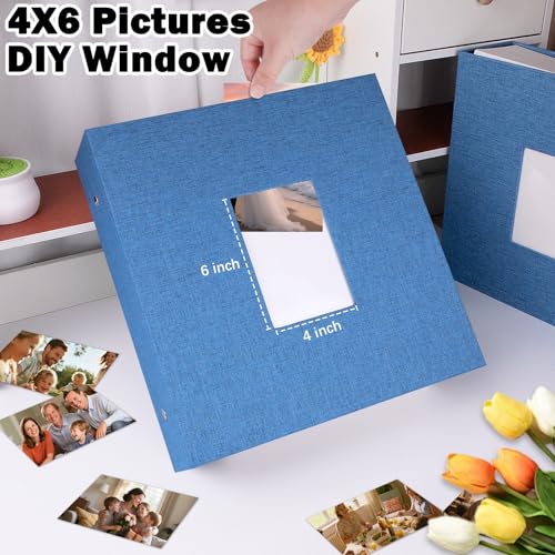 Ruibytree Extra Large Capacity Photo Album 4x6 Pictures 1000 Pockets, Blue | Linen Cover, Horizontal & Vertical 4x6 Photos, Removable Acid-Free Pages, Front Display Window, for Family, Wedding & Travel - color: Blue