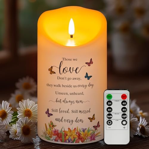 Flameless Memorial Candle, Real Wax LED Light with Remote Sympathy Bereavement Gifts for Loss of Loved One Sympathy Candles for Loss of Mother Father Mom Dad Son Remembrance Gifts (4" x 7") - color: Those We Love