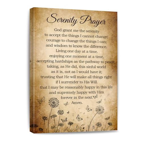 Serenity Prayer Canvas Wall Art Bible Verse Poster God Grant Me The Serenity Religious Inspirational Bible Quote Poster Prints Wall Decor Vintage Framed 8 * 12 Inch - color: Serenity Prayer, size: 12"L x 8"W