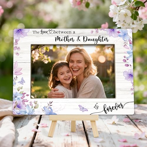 Mom Picture Frame | Mothers Day Photo Frame 4×6, Memorial Picture Frames for Mother's Day Birthday Gifts - Purple Flower - color: Purple Flower