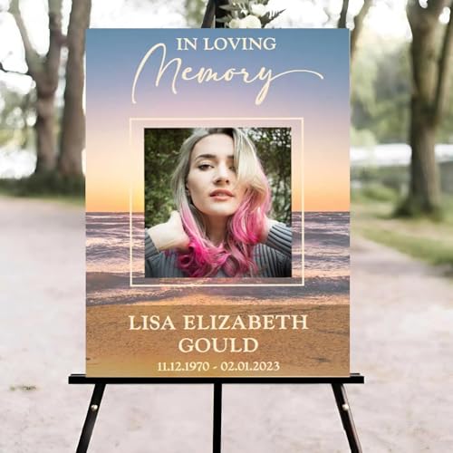 Beach Celebration of Life Welcome Sign, Funeral Welcome Sign, in Loving Memory Sign, Celebration of Life Funeral Sign, Celebration of Life Sign, Memorial Sign with Photo #Tf22 - color: Version #19