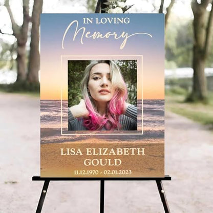 Beach Celebration of Life Welcome Sign, Funeral Welcome Sign, in Loving Memory Sign, Celebration of Life Funeral Sign, Celebration of Life Sign, Memorial Sign with Photo #Tf22 - color: Version #19