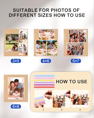Adventure Leather Photo Album 4x6 200 Photos, DIY Scrapbook with 50 Sheets and 20 Blank Kraft Sheets, Travel Souvenir Diary Photo Book for Family Wedding Baby and Holiday Pictures - color: Brown-text