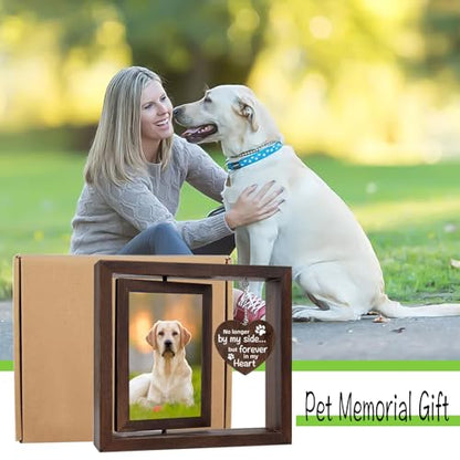 Dog Memorial Gifts for Loss of Dog, Pet Memorial Gifts for Dogs Cat, Loss of Dog Sympathy Gift, Pet Remembrance Bereavement Gift, Dog in Heaven Passing Away Gift, Rotating Picture Frame Fit 4x6 Photo