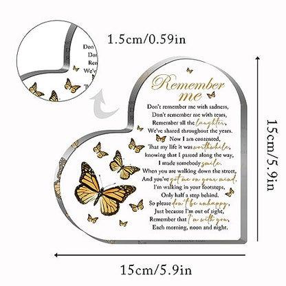 Acrylic Heart Shape Memorial Bereavement Gift Paperweight Remembrance Decorations Funeral Grief Condolence Memorial Ornaments for Loss of Loved One of Mother Father Sympathy Gifts - style: 020
