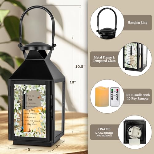 Memorial Lantern - Bereavement Sympathy Gifts for Loss of Loved One - Mother, Father, Grandpa, Grandma Remembrance Gift - color: Those We Love Black