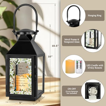 Memorial Lantern - Bereavement Sympathy Gifts for Loss of Loved One - Mother, Father, Grandpa, Grandma Remembrance Gift - color: Those We Love Black