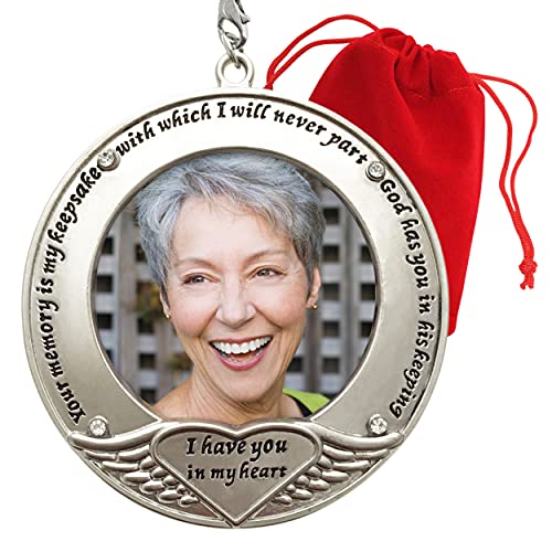 Memorial Photo Christmas Ornament – I Thought of You with Love Today Bereavement Ornament – in Loving Memory Picture Keepsake for Loss of Loved One – Gift with Storage Bag – Custom Photo Option – 3" - size: 1 Non-Customized