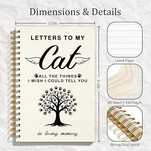 FTKBGHY Loss of Cat Sympathy Gift Grief Journal Notebook, Memorial Notebooks Gifts for Loss of Cats, Pet Remembrance Bereavement Gift, Letters to My Cat Journal, 5.5x8.3 Inch - color: Colour-13