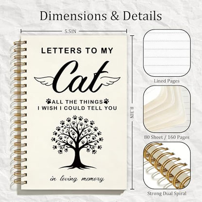 FTKBGHY Loss of Cat Sympathy Gift Grief Journal Notebook, Memorial Notebooks Gifts for Loss of Cats, Pet Remembrance Bereavement Gift, Letters to My Cat Journal, 5.5x8.3 Inch - color: Colour-13